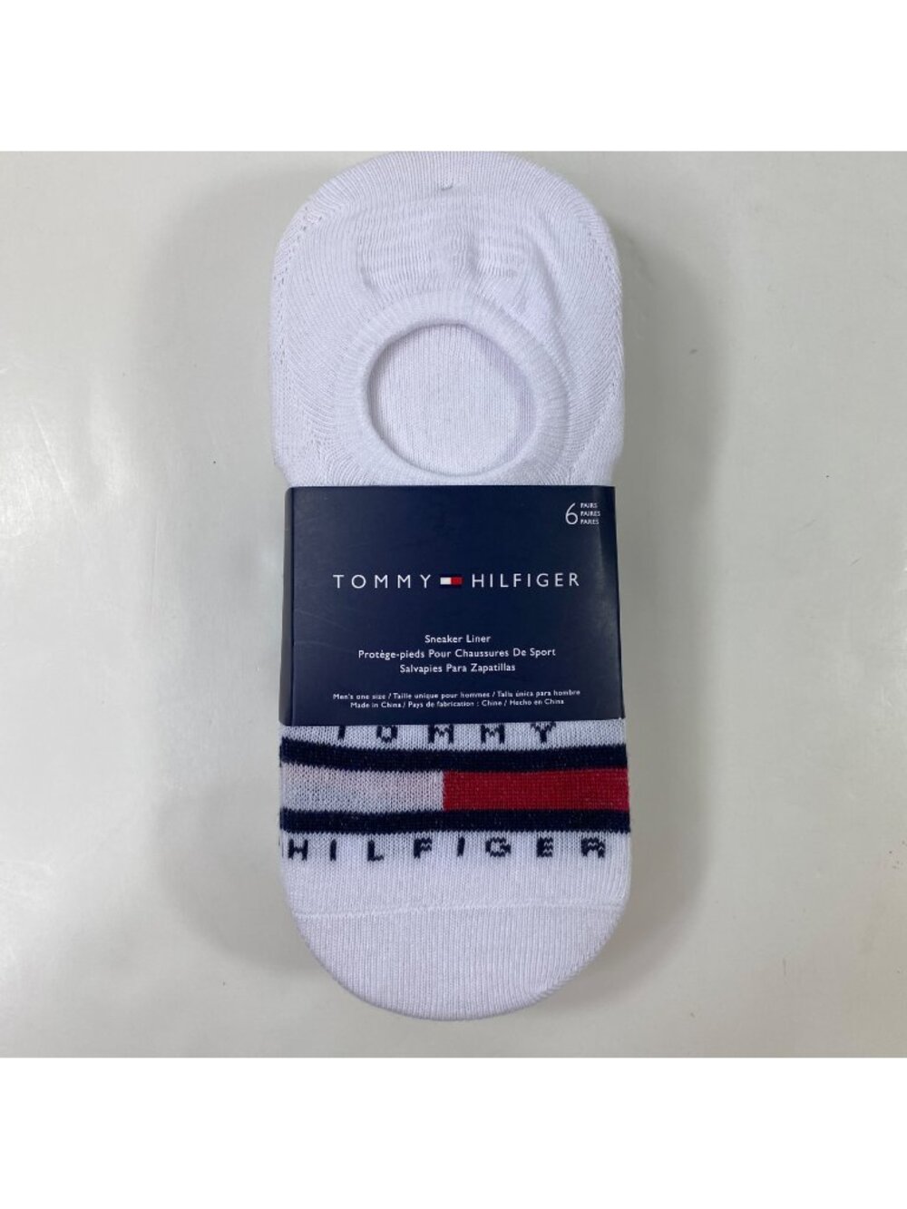 Tommy Hilfiger Mens White Sneaker Liner Socks 6 Pairs One Size (7-12)